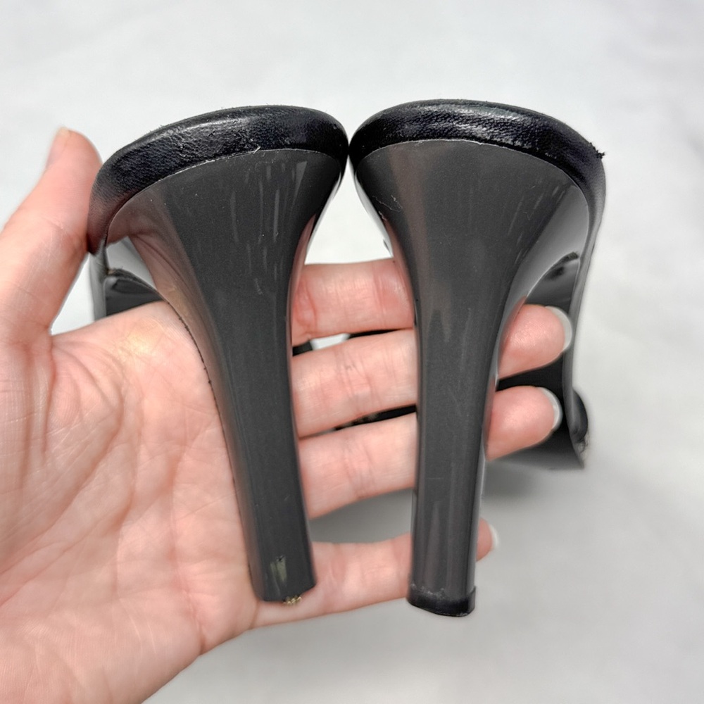 GUCCI Vintage 90s Y2K Monogram GG Leather Minimalist Slide Mule Sandal Heels 9.5 - Picture 9 of 16